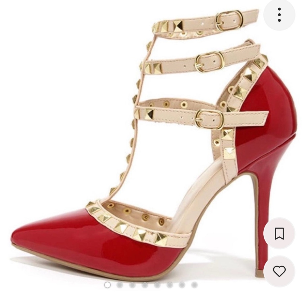 Wild Diva Red and Gold Strappy Heels